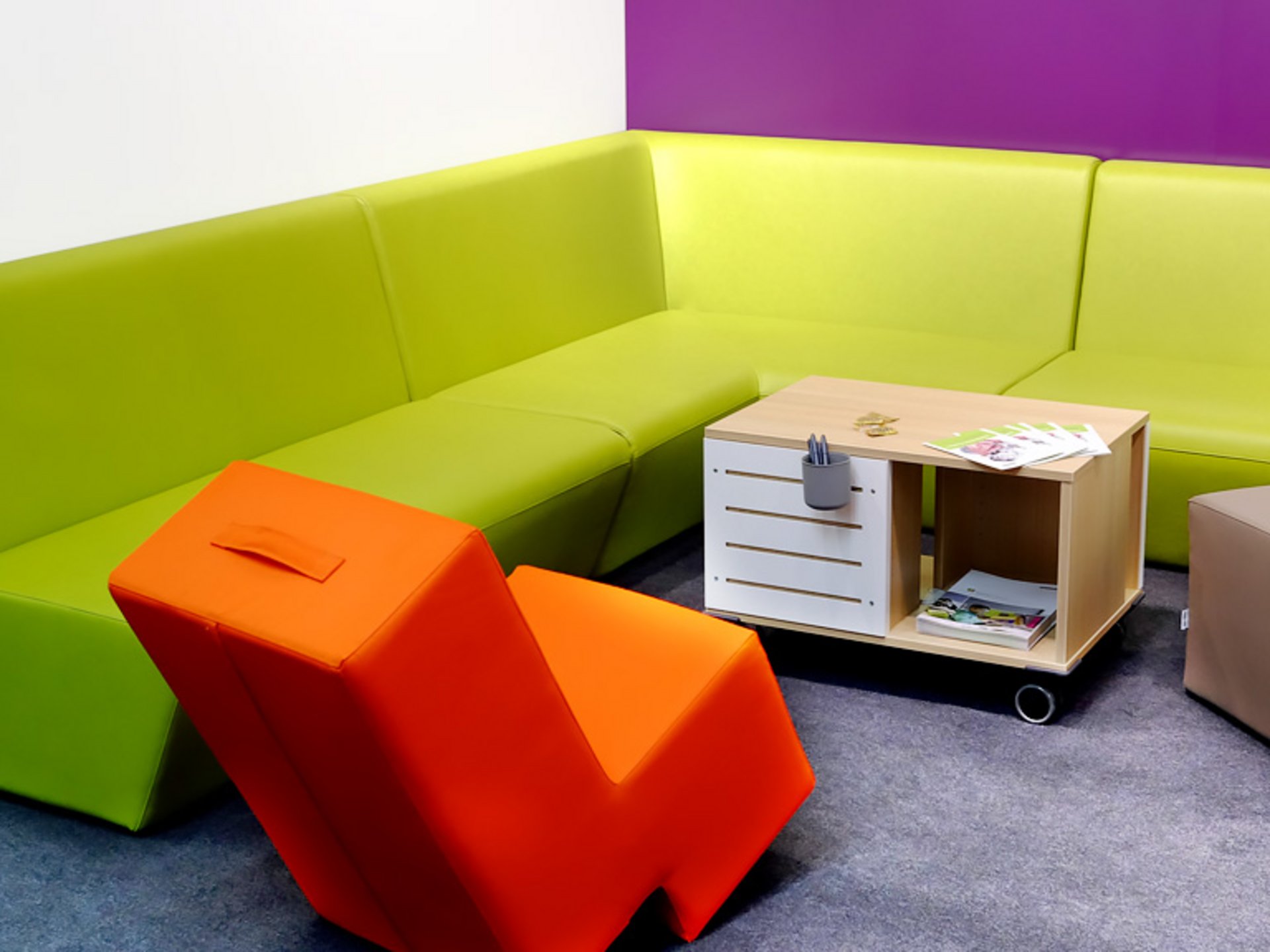 Image: Colourful atrificial leather seating furniture